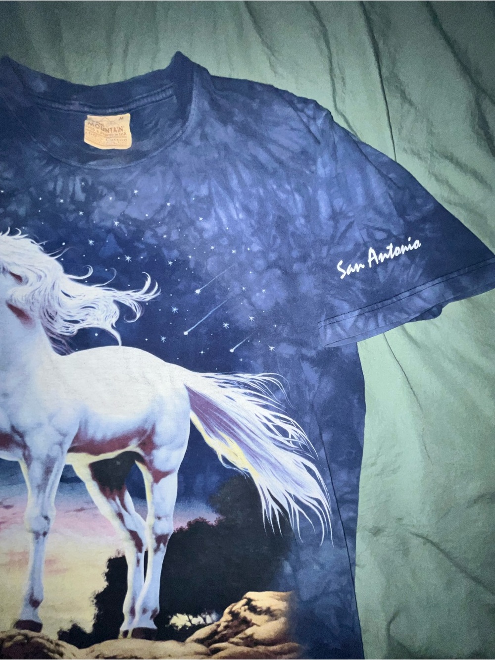 The Mountain VNTG MAJESTIC UNICORN San Antonio Blue Tie Dye Mens Size Med Exc 🌟 - Picture 2 of 6